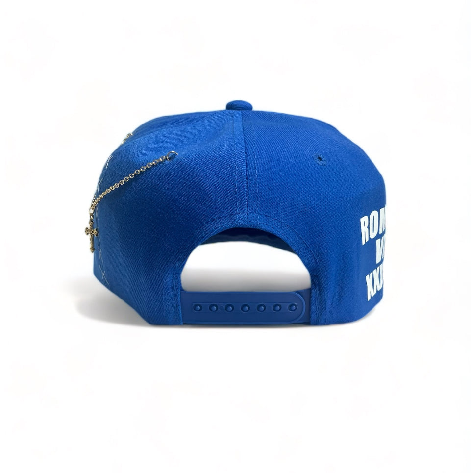 Blue/ More Than A Conqueror Snapback Hat