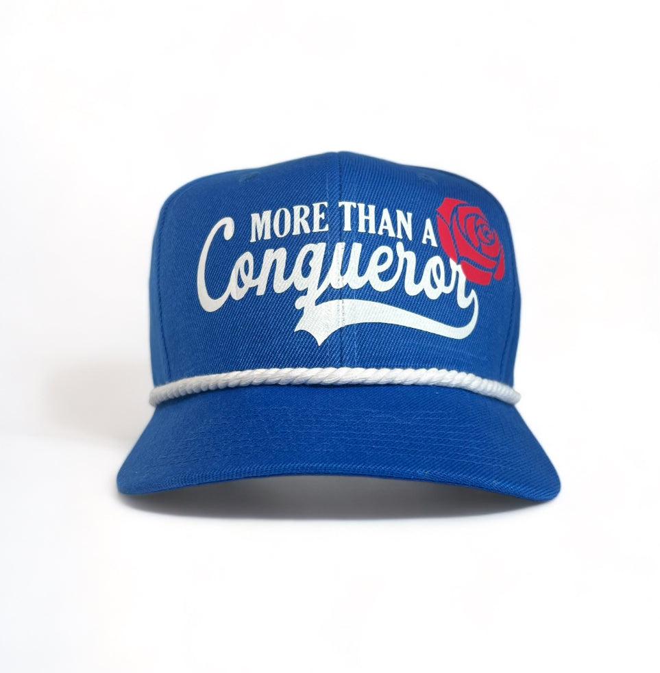 Blue/ More Than A Conqueror Snapback Hat