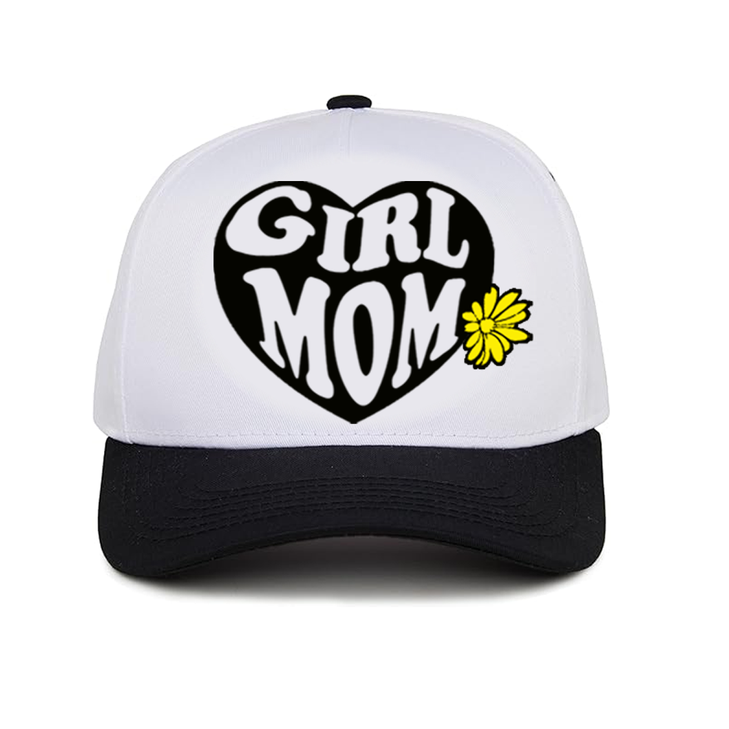 White & Black Girl Mom Snapback Hat